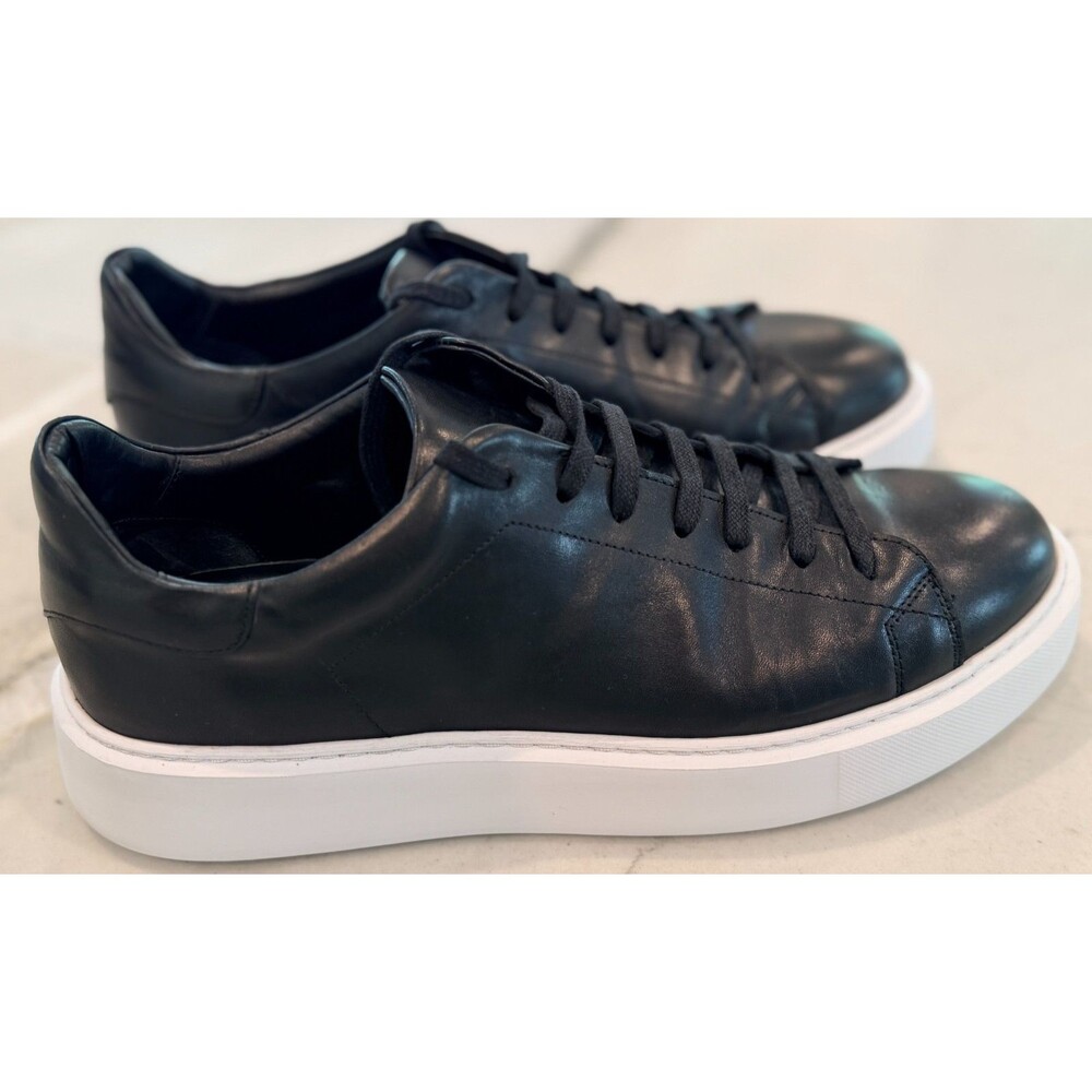 JONES THE BOOTMAKER MEN BLACK LEATHER LACE UP TRAINERS SIZE EU 44 US 10.5 - Picture 5 of 10